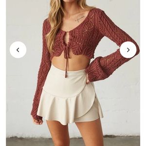 Cream vegan leather skort